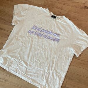 White Fox Oversized Tee - Kind People Are My Kind of People